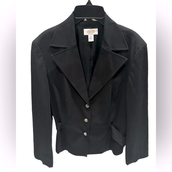 Talbots Women’s Black Blazer Jacket Button Down with Belt Size 8 - Picture 1 of 3